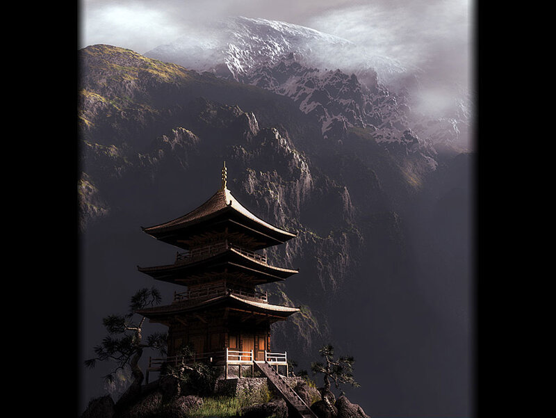 Pagoda on Mountain Peak