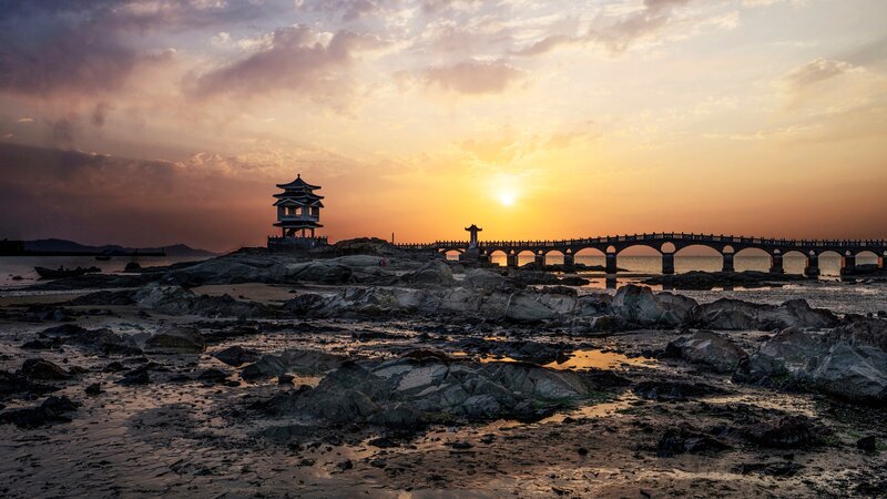 Pagoda on Rocky Shore