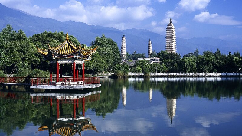 Pagoda towers at Erhai Lake