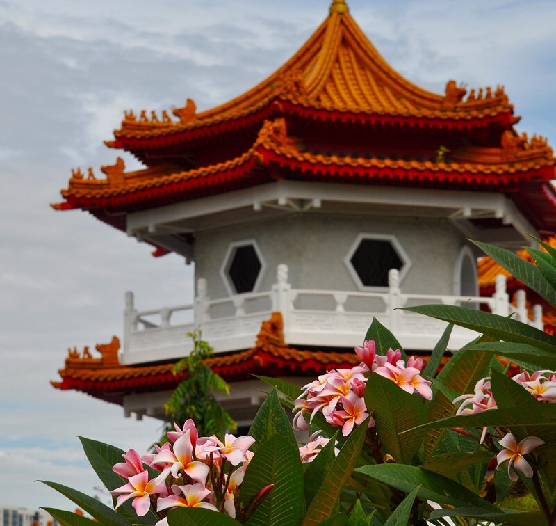 Pagoda with Flowers