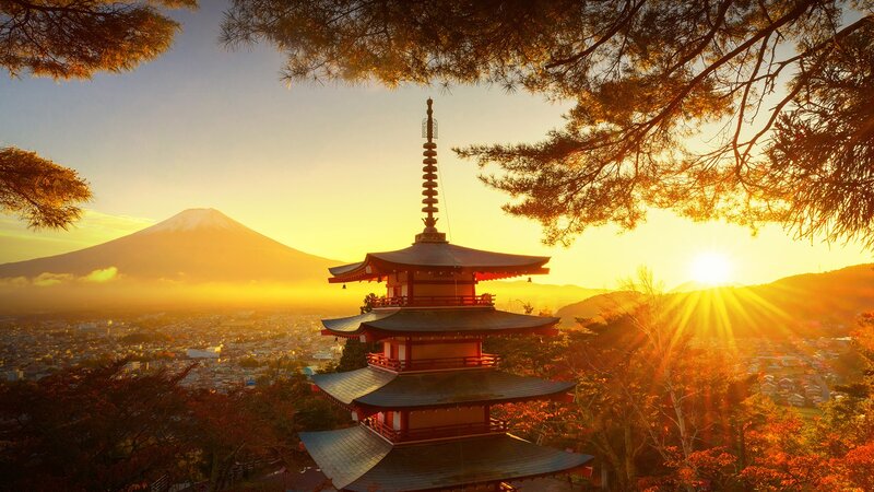 Pagoda with Mount Fuji