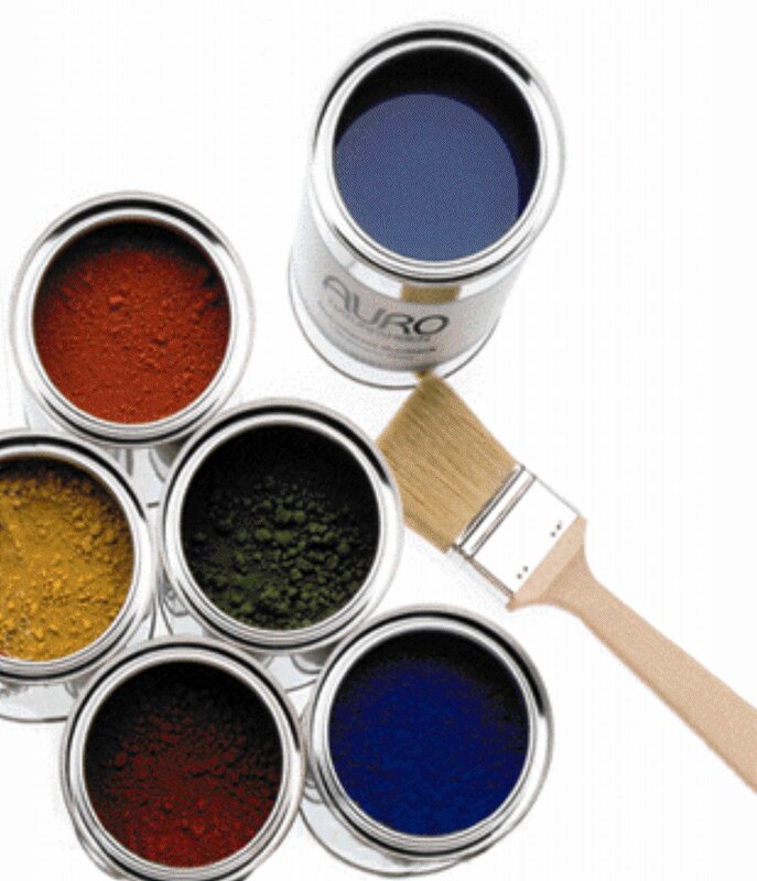 Paint cans and brush