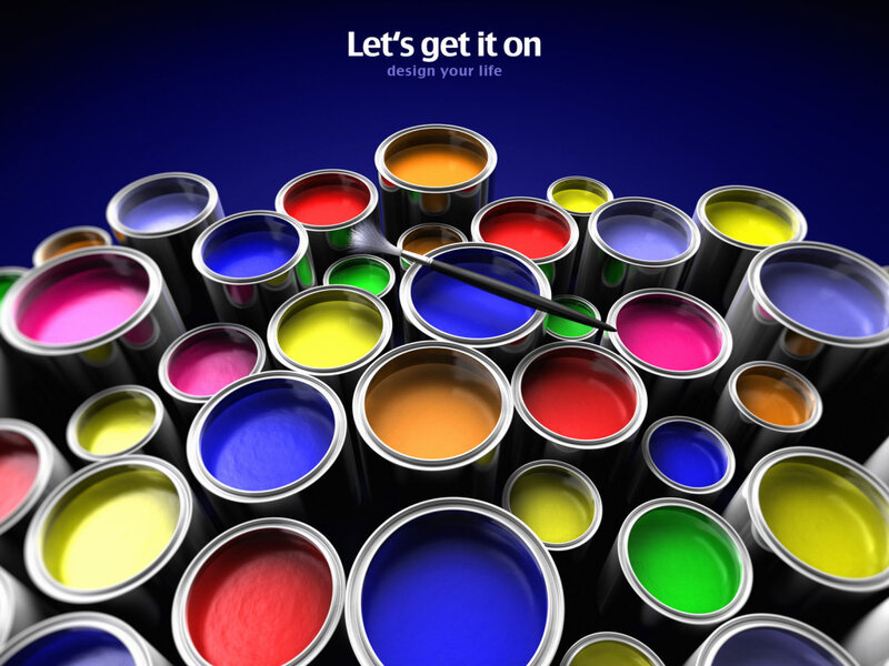 Paint Cans and Brush — Blue