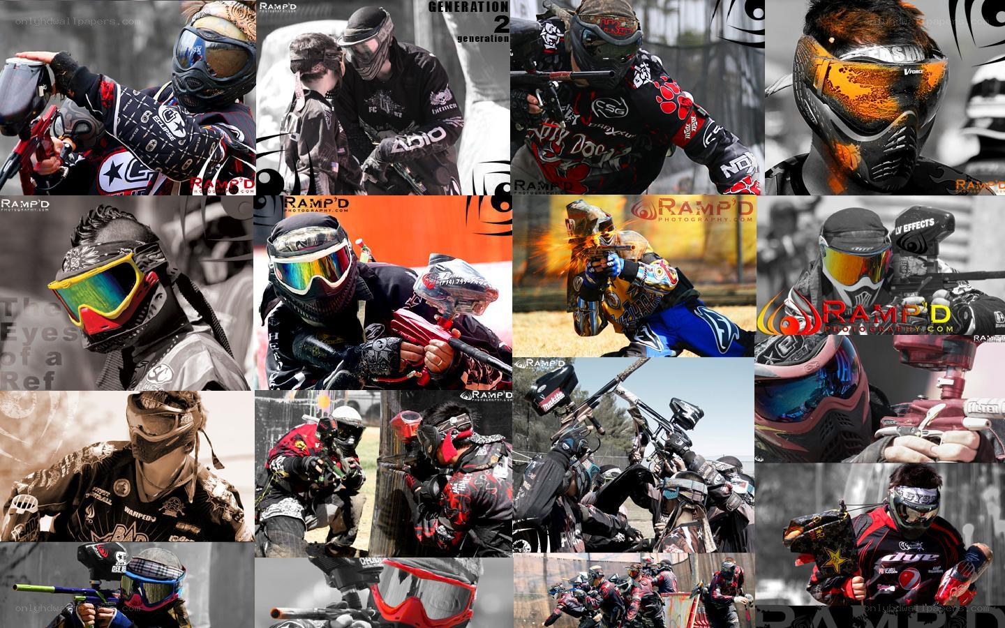 Paintball action collage