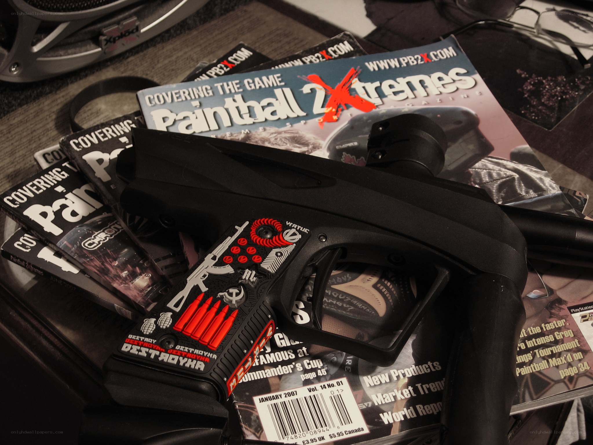 Paintball gun on magazines