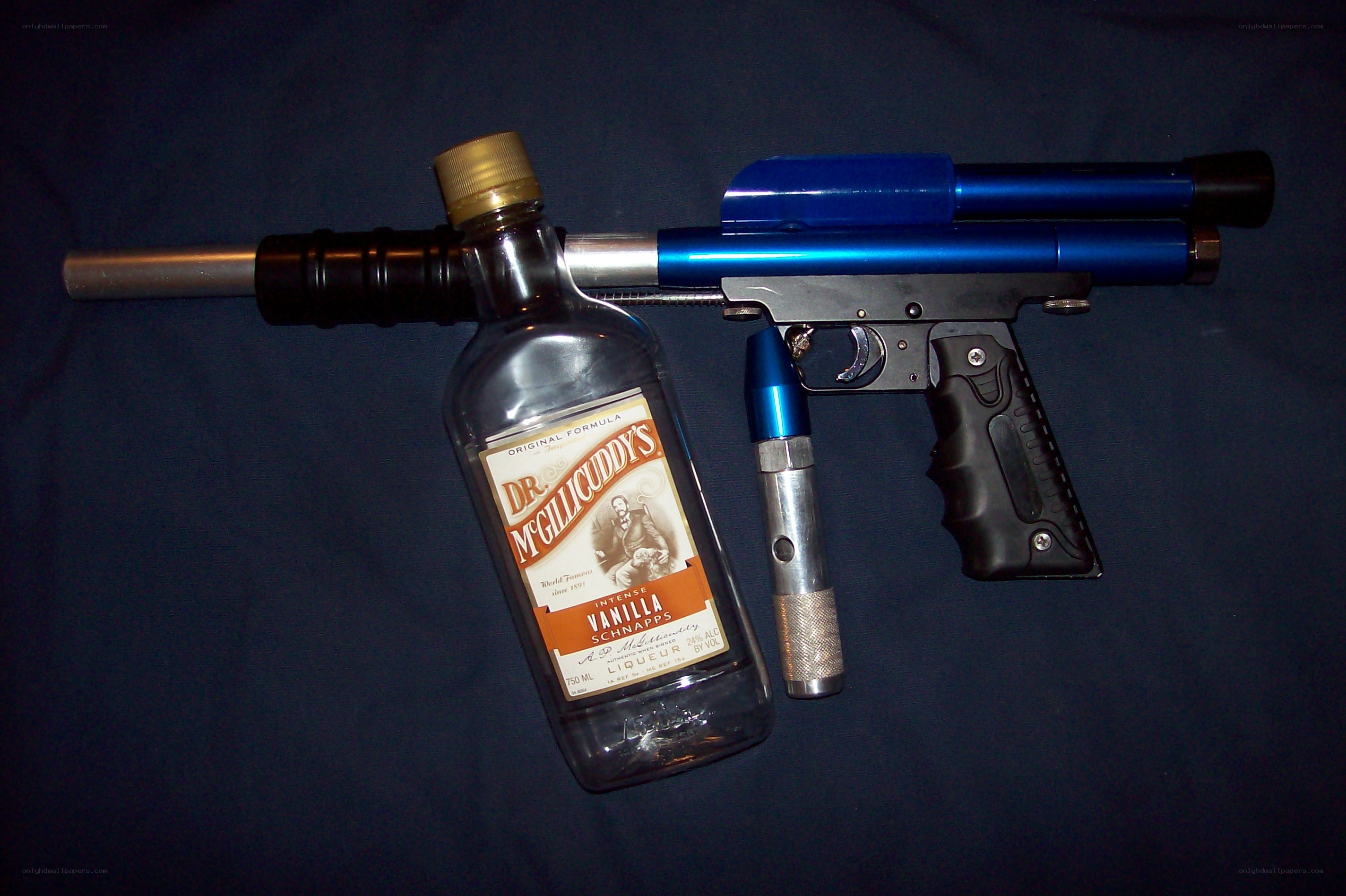 paintball gun with schnapps bottle