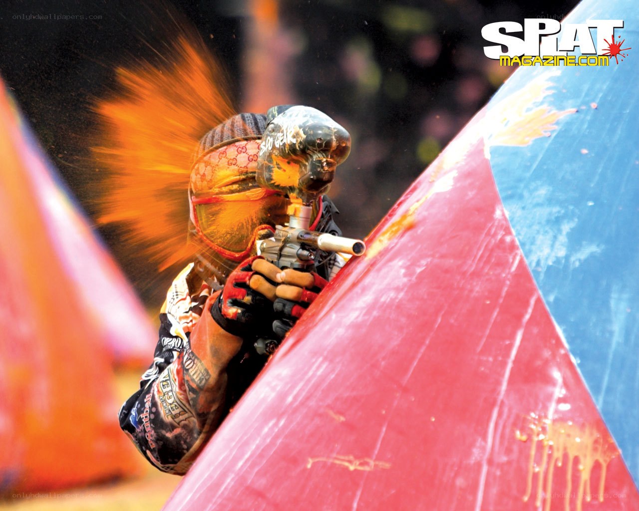 Paintball player in action
