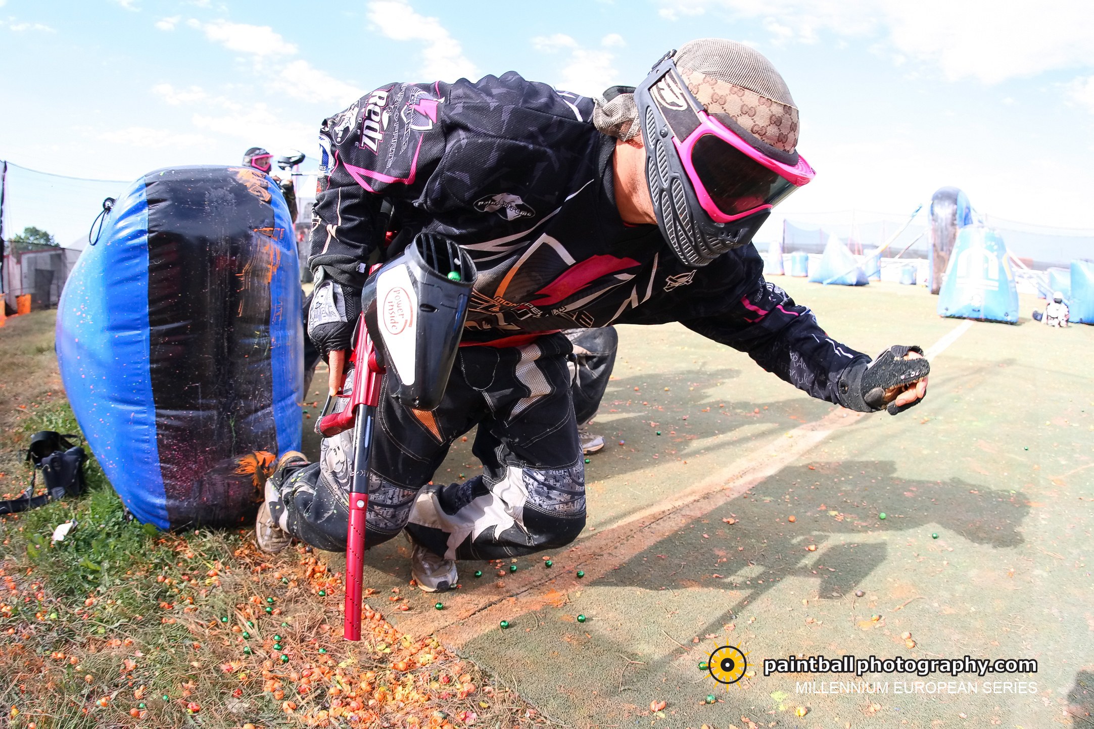 Paintball player in action