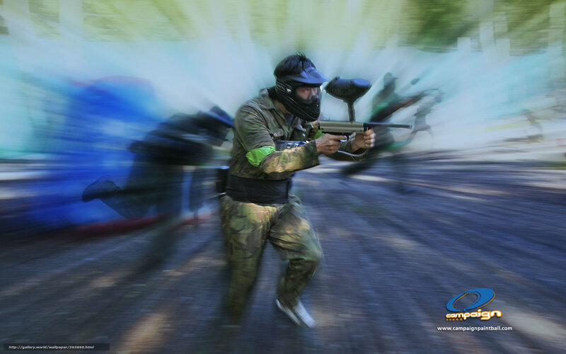Paintball player in action