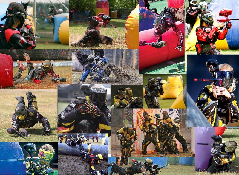Paintball Players in Action — Black, Action-packed