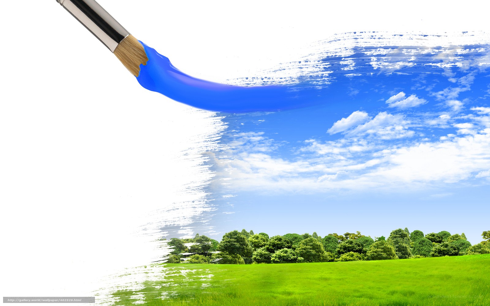 paintbrush creating a landscape