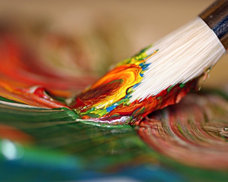 Paintbrush with Colorful Paint — Red