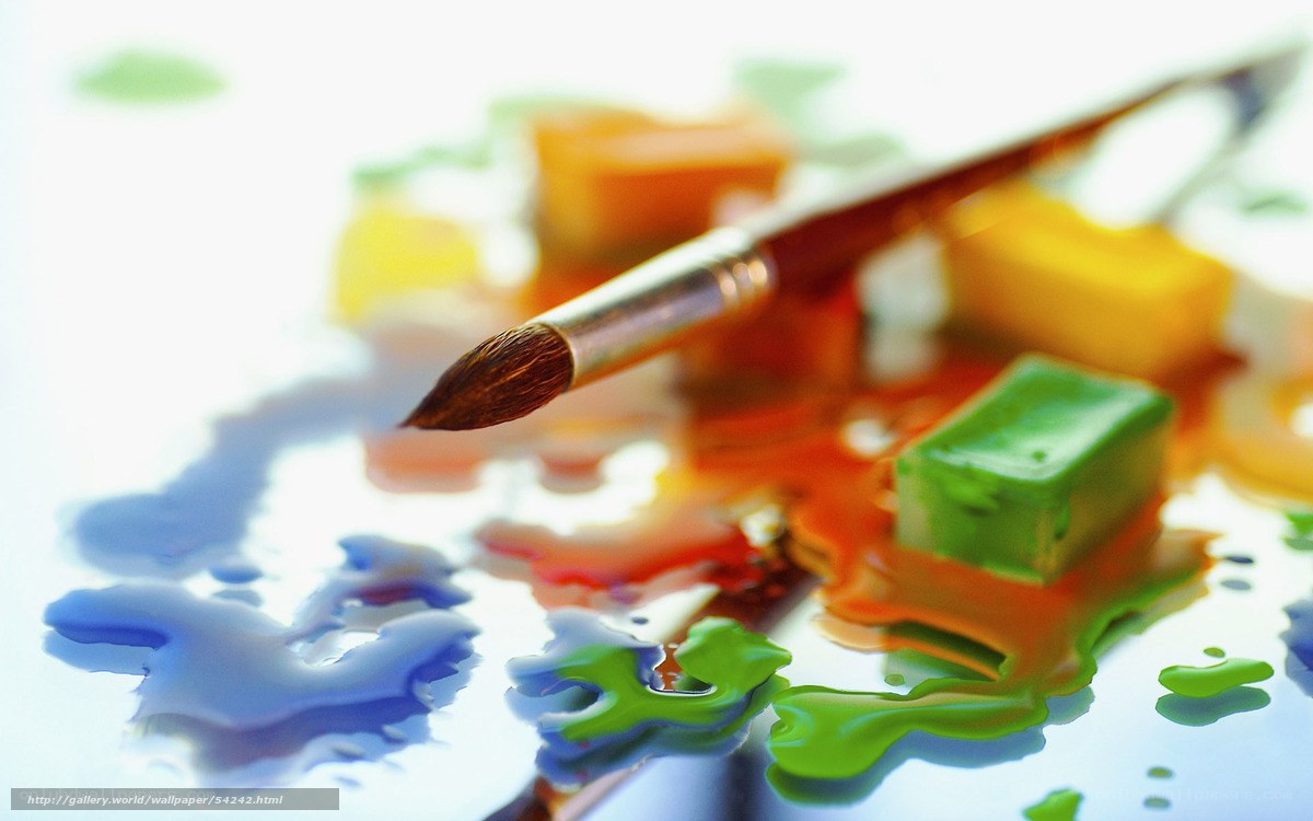 Paintbrush with colorful paint
