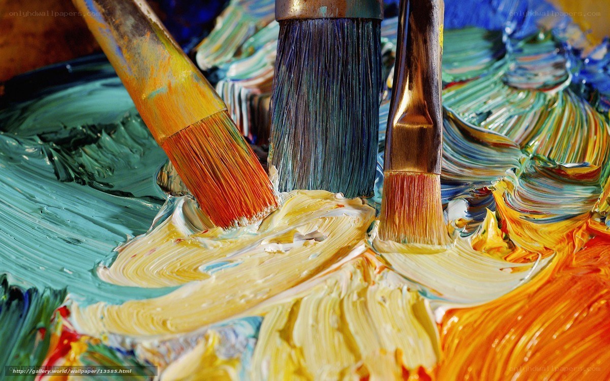 Paintbrushes on a palette