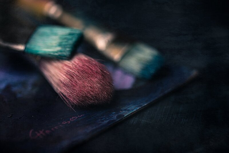 Paintbrushes on Palette — Black