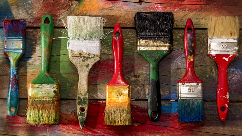 Paintbrushes on Wood