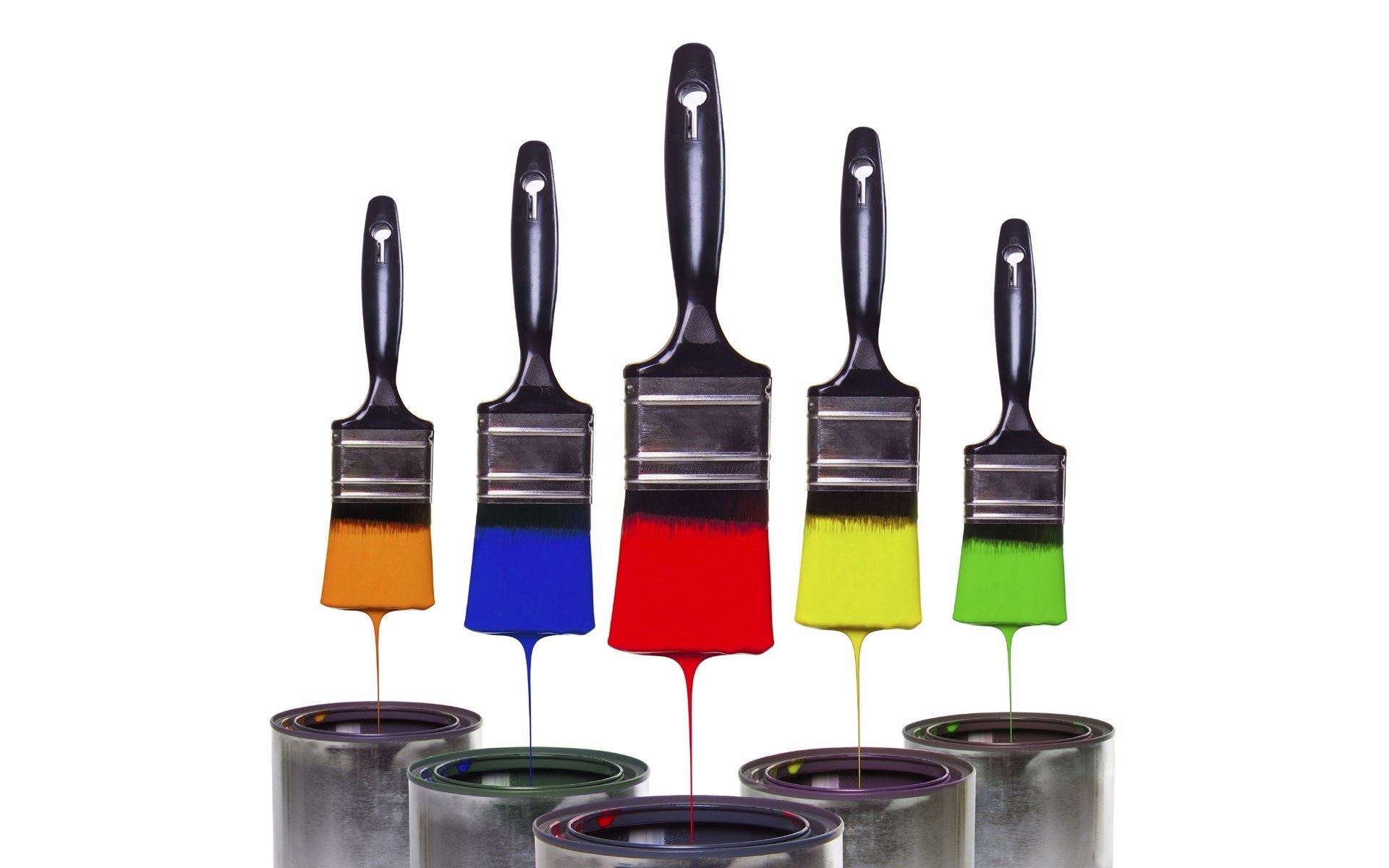 Paintbrushes with colorful paint