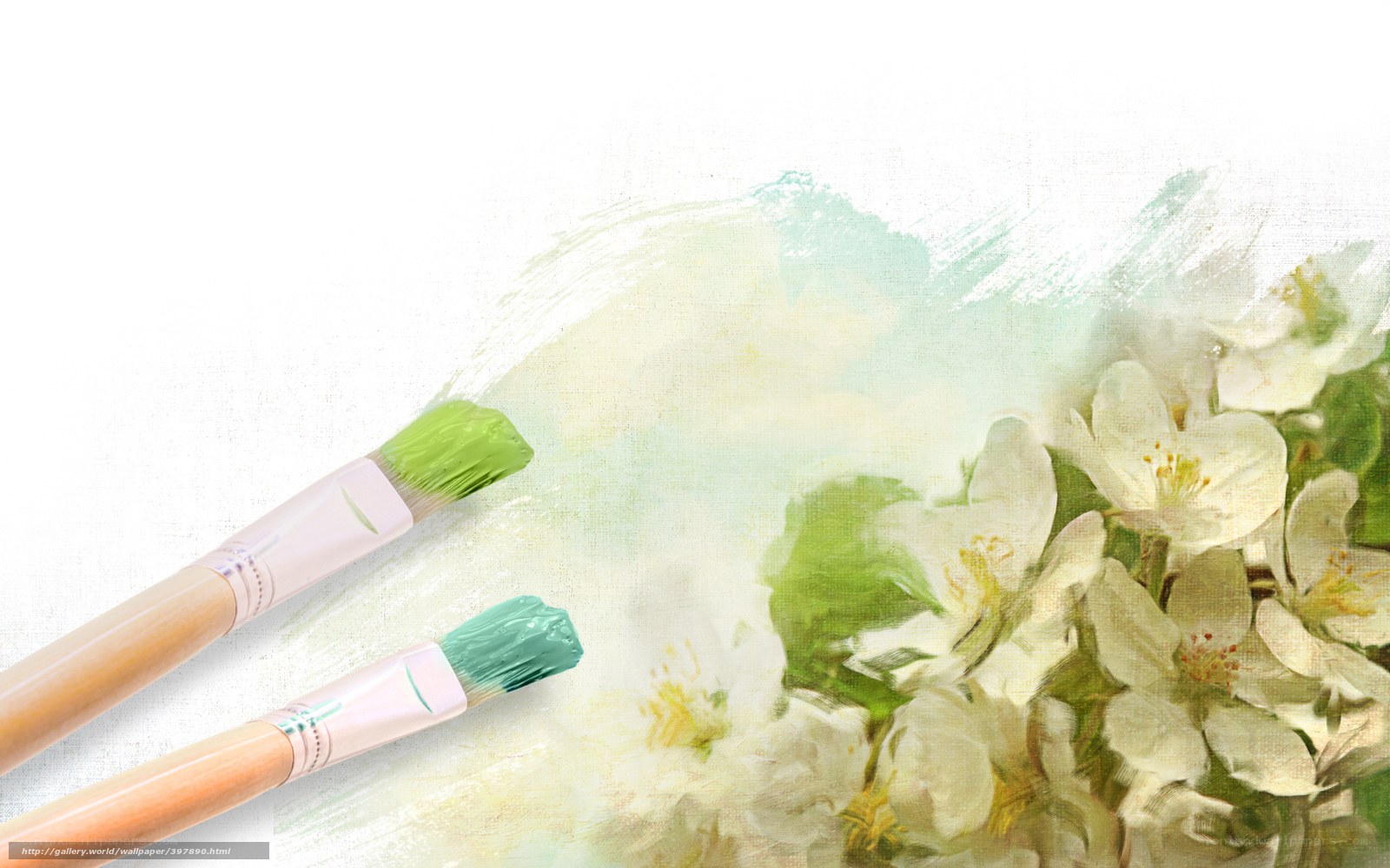 Paintbrushes with floral artwork
