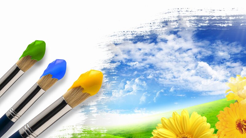 Paintbrushes with Paint — Blue