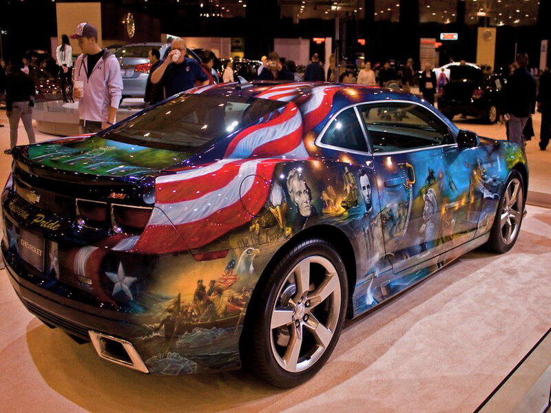 Painted Car on Display — Blue