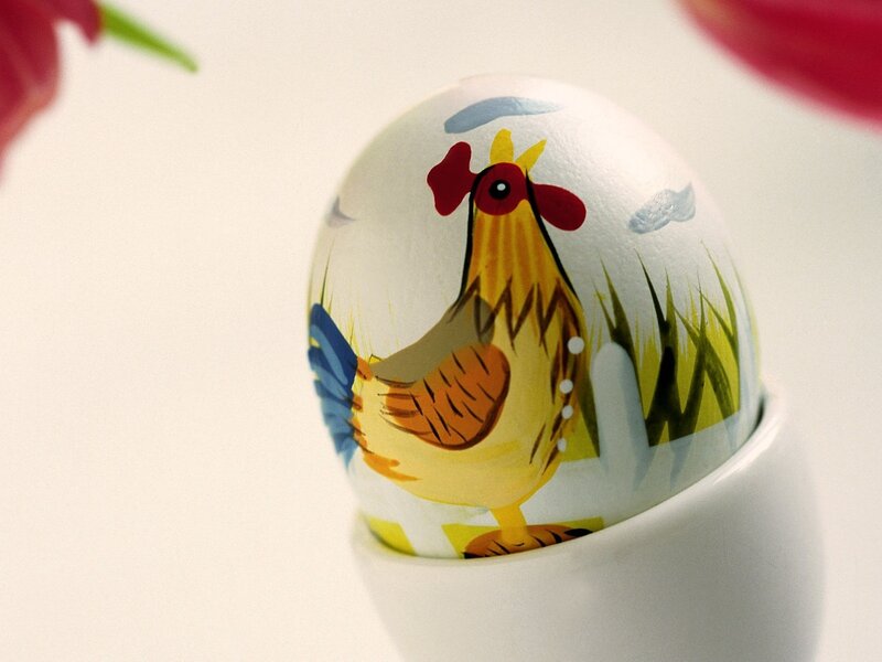 Painted Egg with Rooster