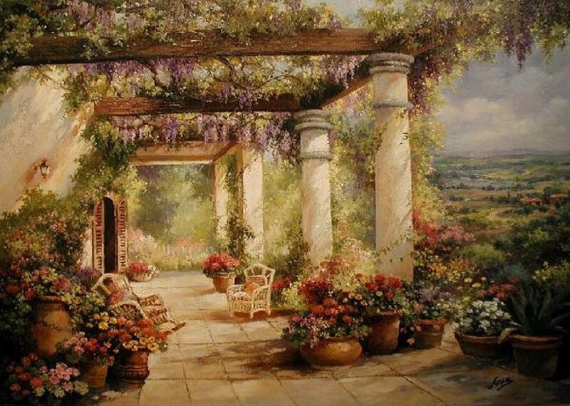 Painted Garden Pergola