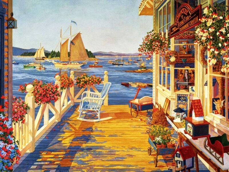 Painted Harbor Scene