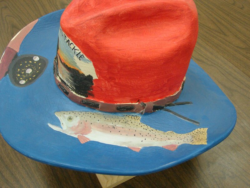 Painted hat with fish design
