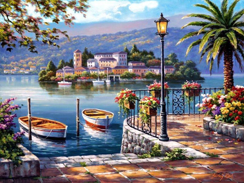 Painted Lakeside Town