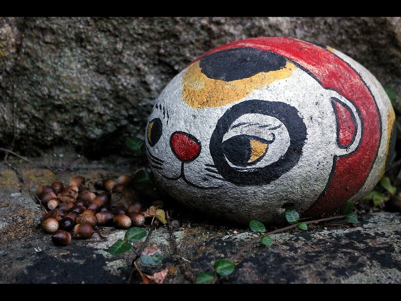 Painted rock cat face