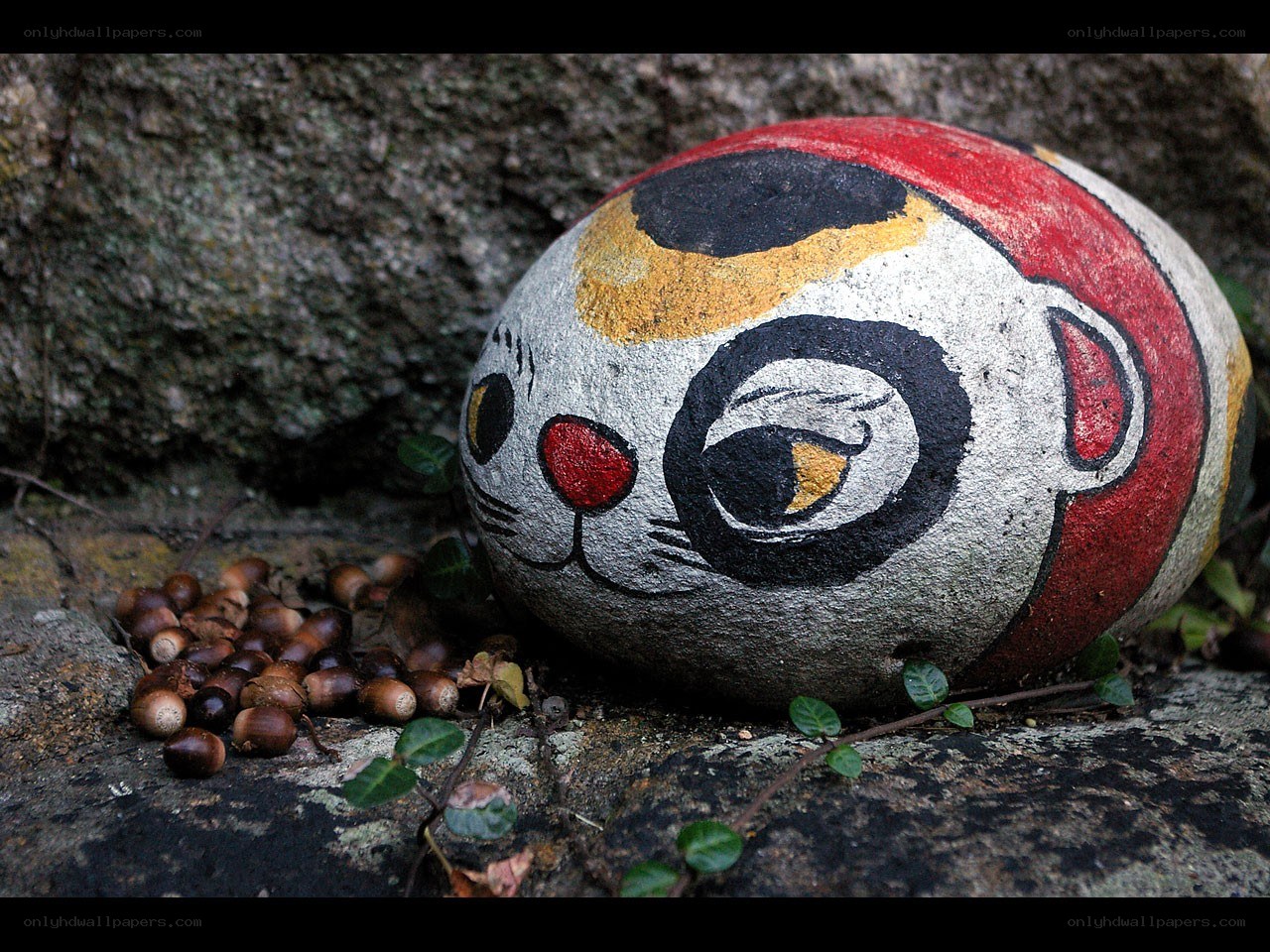 Painted rock cat face