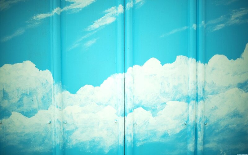 painted sky on metal wall