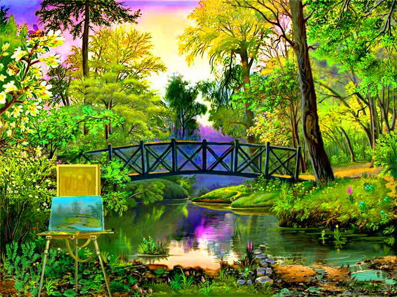 Painting Easel in Forest