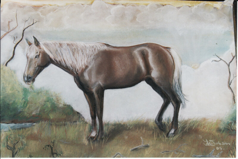 Painting of a horse in a field