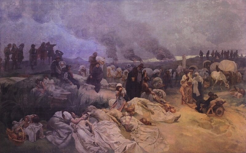 Painting of a refugee camp