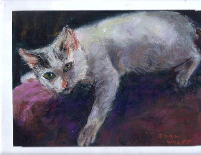Painting of a white cat