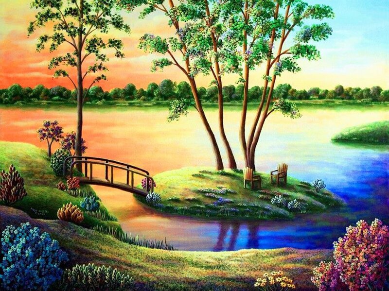 Painting of Lakeside Garden