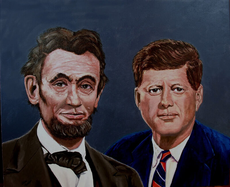 Painting of Lincoln and Kennedy