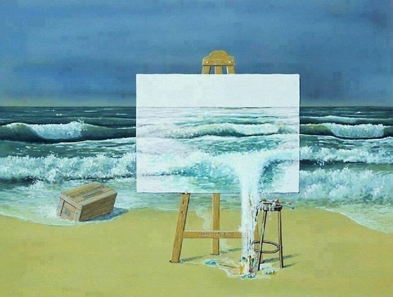 Painting of Ocean Waves — Blue
