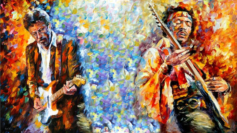Painting of two guitarists