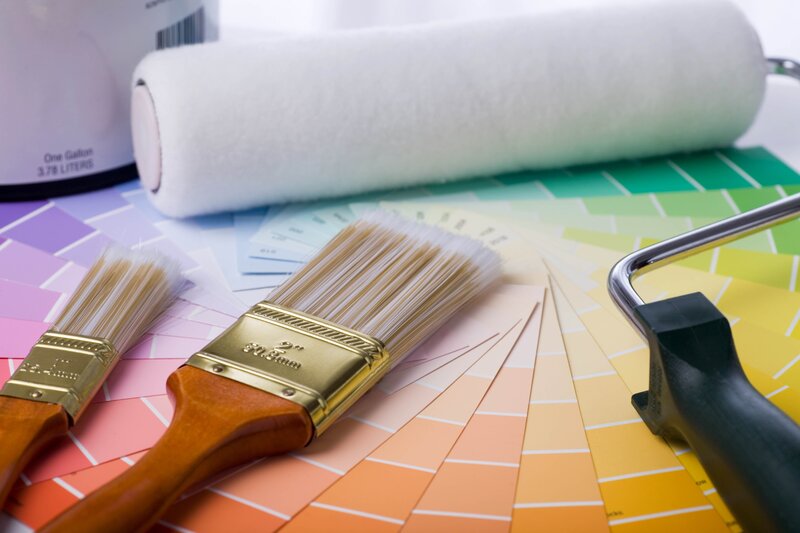 Painting tools and color swatches