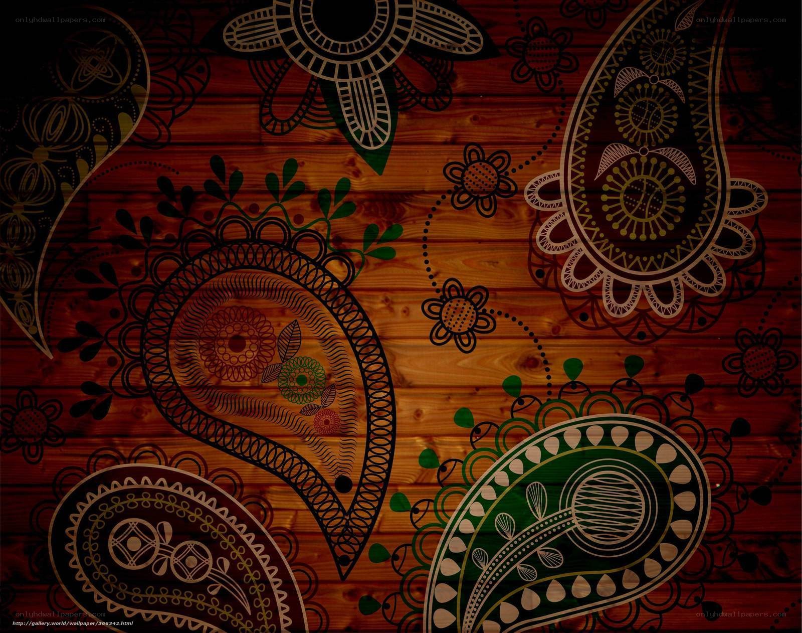 Paisley pattern on wood