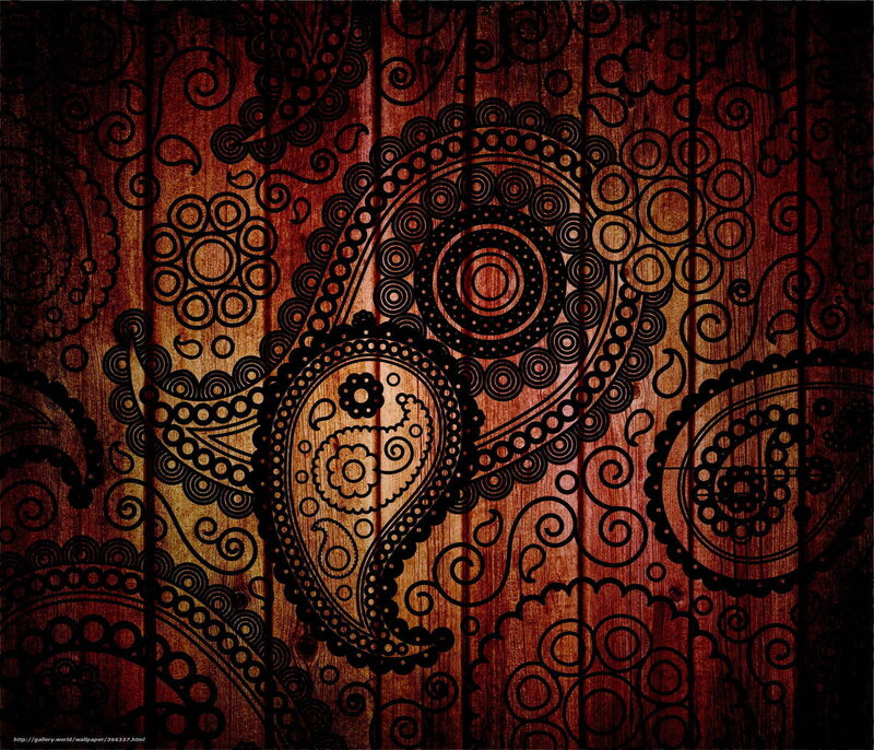 Paisley pattern on wood