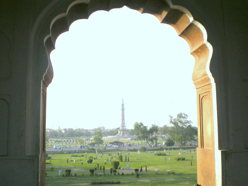 Pakistani monument through arch