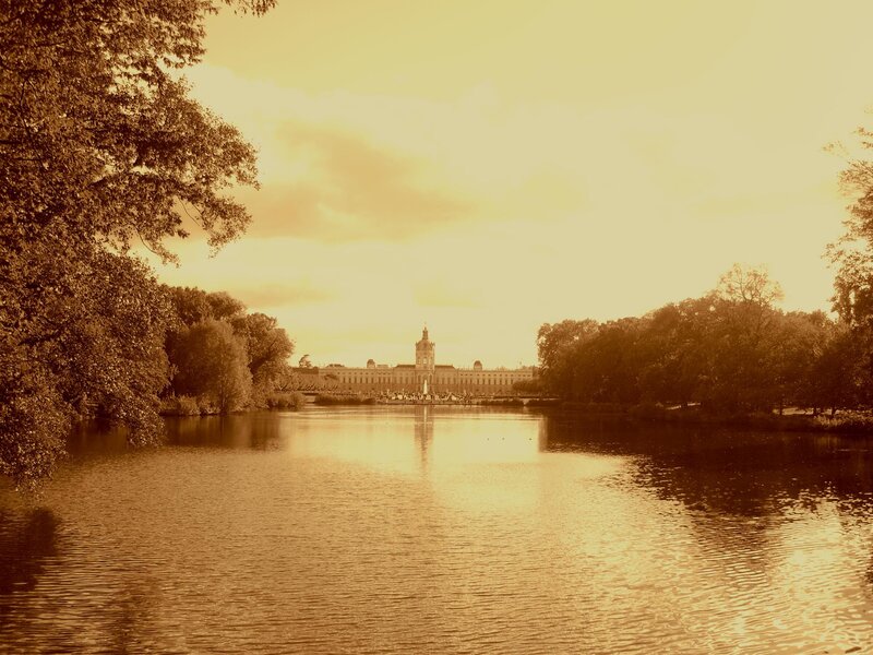 Palace Across a Lake — Brown