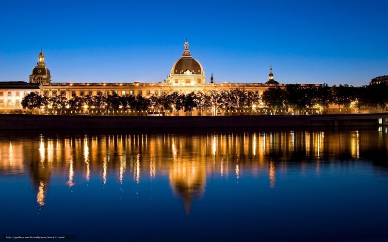 Palace by the river at dusk