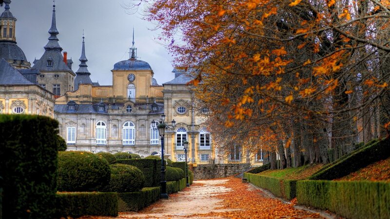 Palace in Autumn — Orange, Serene, Photograph