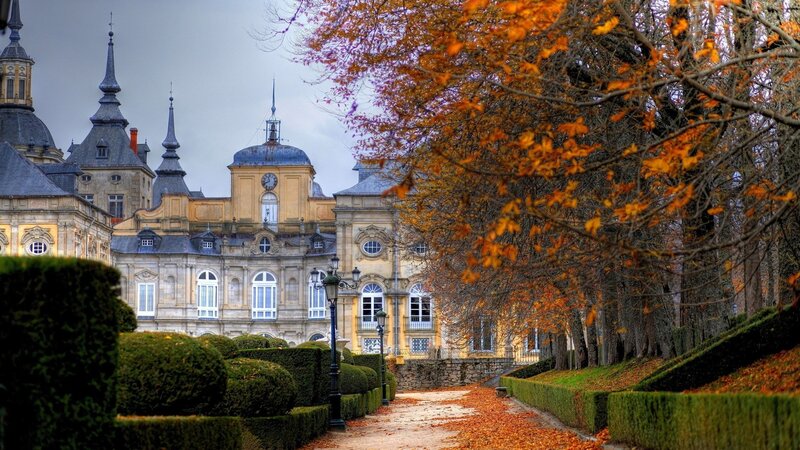 Palace in Autumn — Orange, Serene, Photograph, Trees