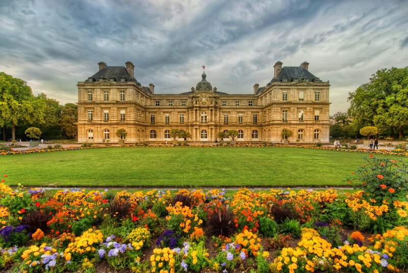 Palace with flower garden
