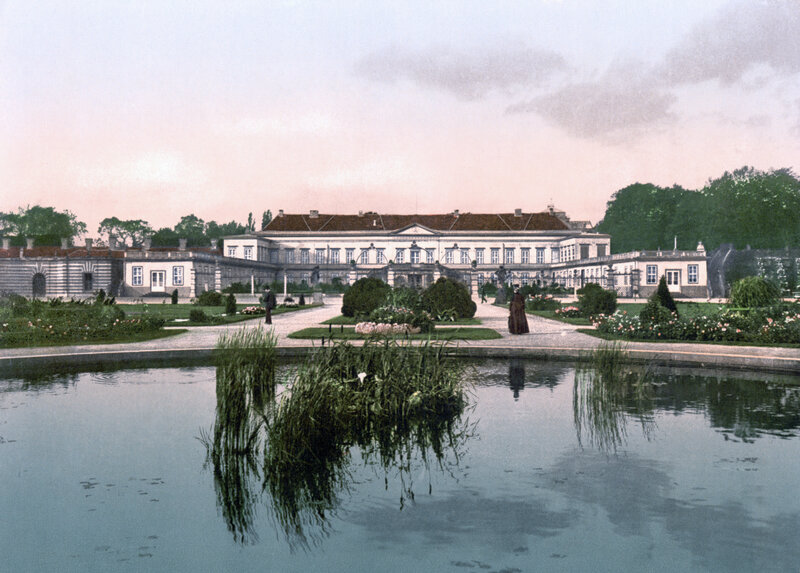 Palace with Formal Gardens — Green, Serene, Afternoon, Photograph